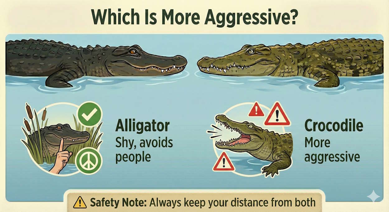 Can you tell an Alligator from a Crocodile by how aggressive it is?